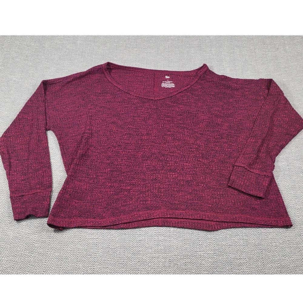 SO Womens XL Burgundy Waffle Knit Scoop Neck Slouchy Pullover Top JG1 4K063RS2